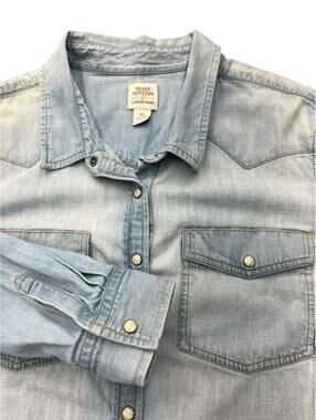 Blake Shelton x Lands’ End Denim Western Shirt Pearl Snap Chambray 1X